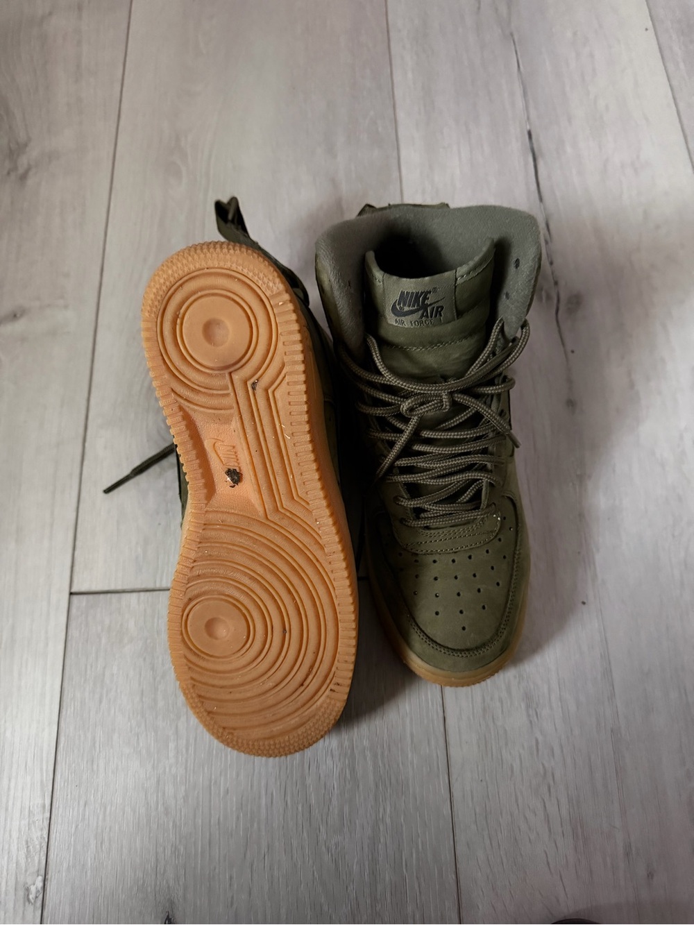 Nike Men’s High-Top Sneakers in Olive Green with Gum Sole